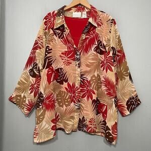 Alfred Dunner Top Tank Set Size 18 Semi Sheer Layered Earthy Fall Boho Grandma